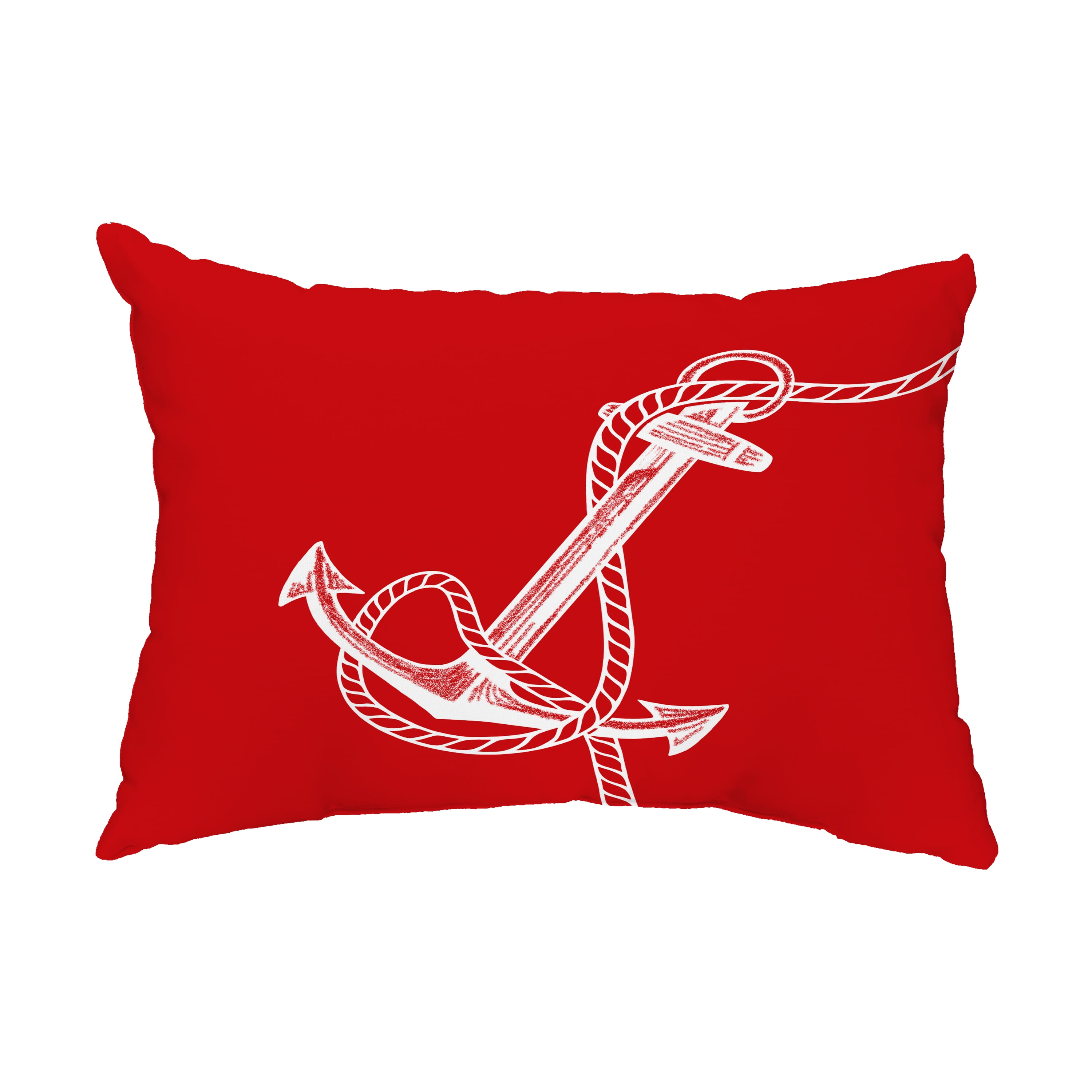 Simply Daisy, 14" x 20" Anchored Red Decorative Nautical Outdoor Pillow