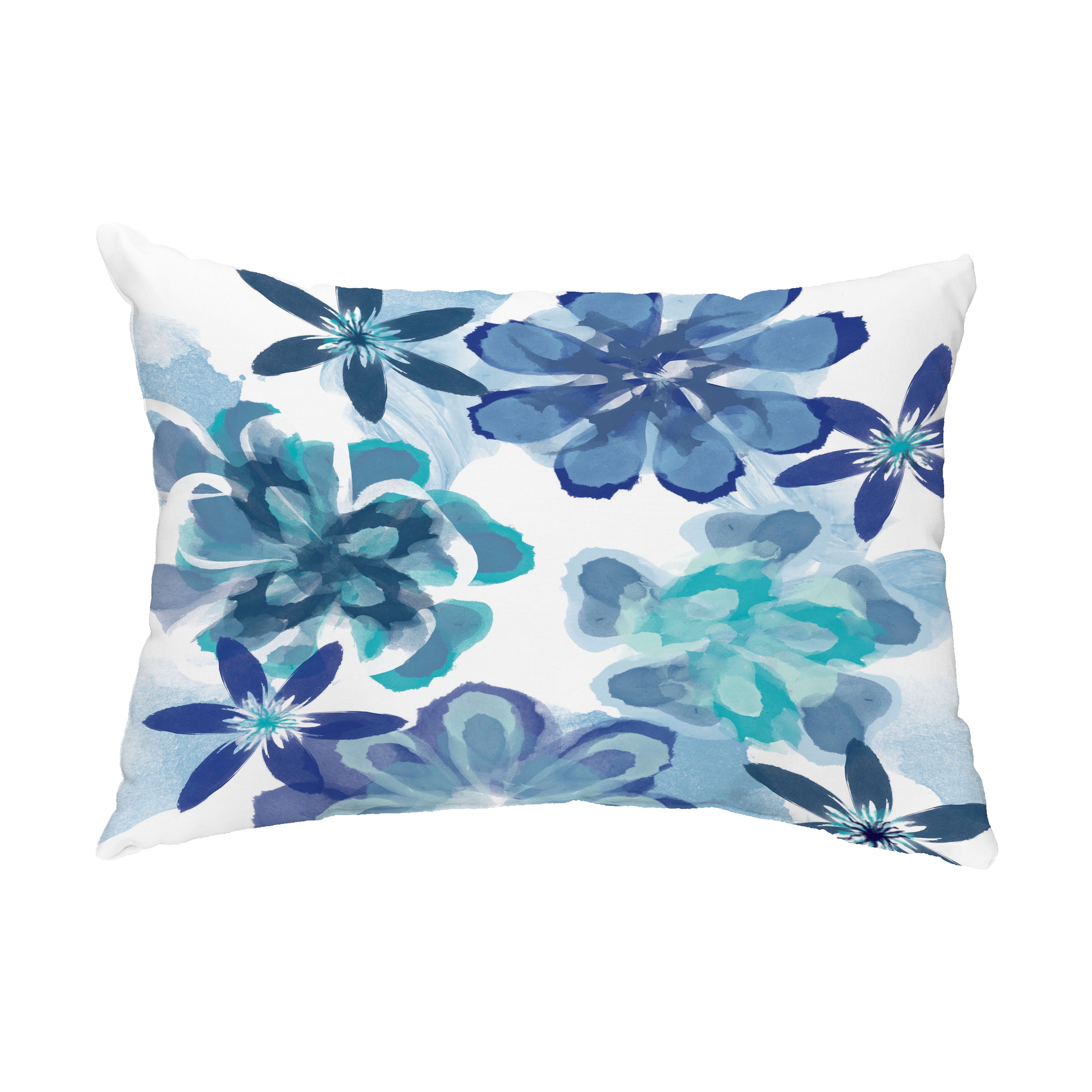 Simply Daisy, 14" x 20" Ani Blue Floral Decorative Outdoor Pillow