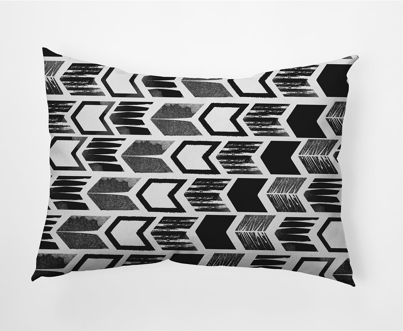 Simply Daisy, 14" x 20" Arrow Black Abstract Decorative Outdoor Pillow