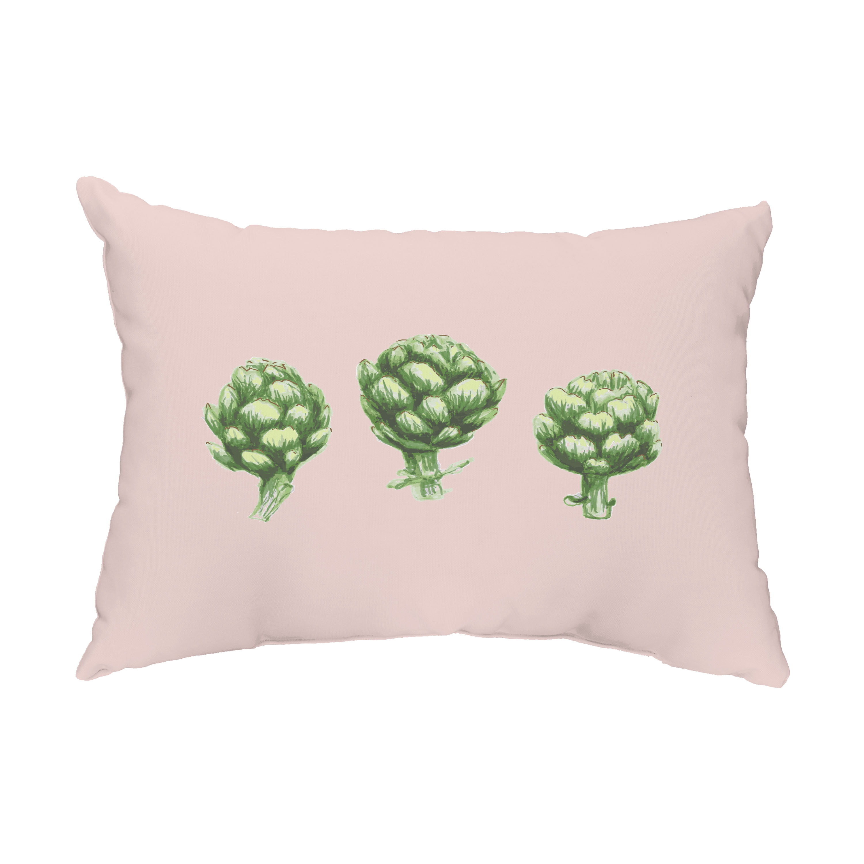 Simply Daisy, 14" x 20" Artichoke Pale Pink Floral Decorative Outdoor Pillow