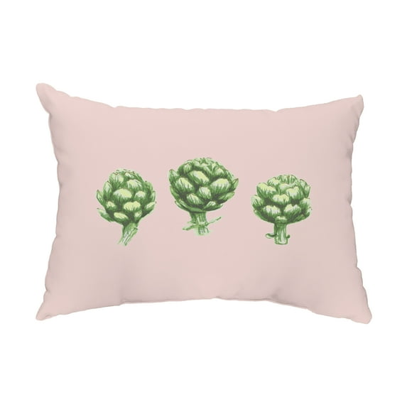 Simply Daisy, 14" x 20" Artichoke Pale Pink Floral Decorative Outdoor Pillow