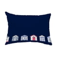 thumbnail image 1 of Simply Daisy, 14" x 20" Beach Huts Navy Nautical Decorative Outdoor Pillow, 1 of 1