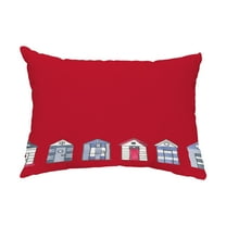 Simply Daisy, 14" x 20" Beach Huts Red Nautical Decorative Outdoor Pillow