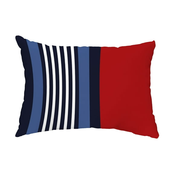 Simply Daisy, 14" x 20" Beach Shack Red Decorative Stripe Outdoor Pillow