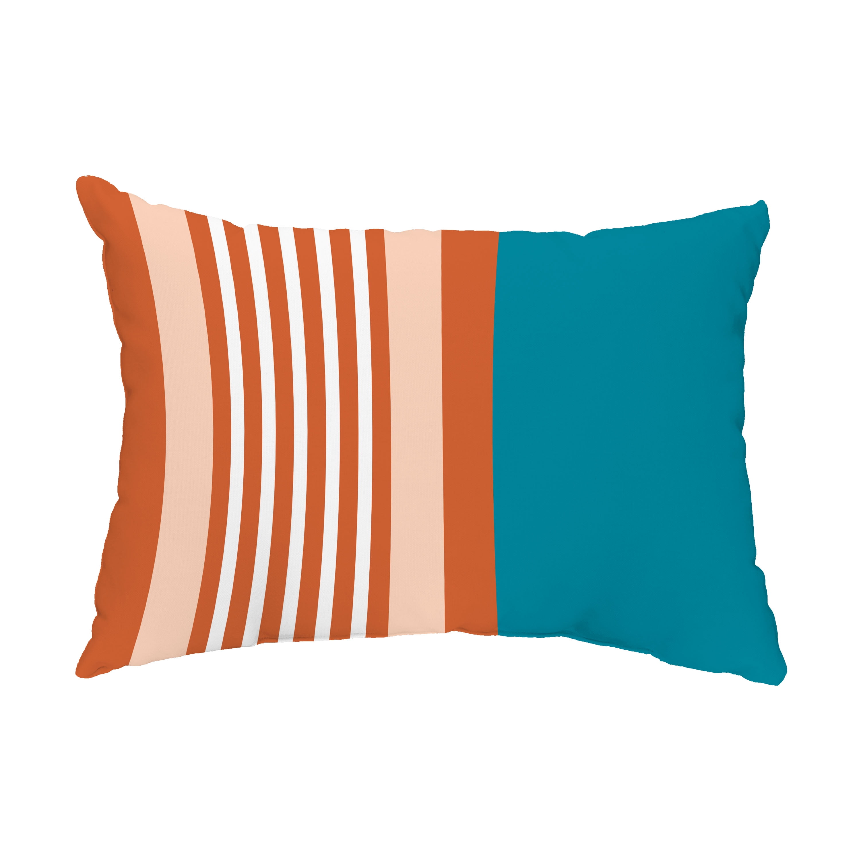 Simply Daisy, 14" x 20" Beach Shack Teal Decorative Stripe Outdoor Pillow