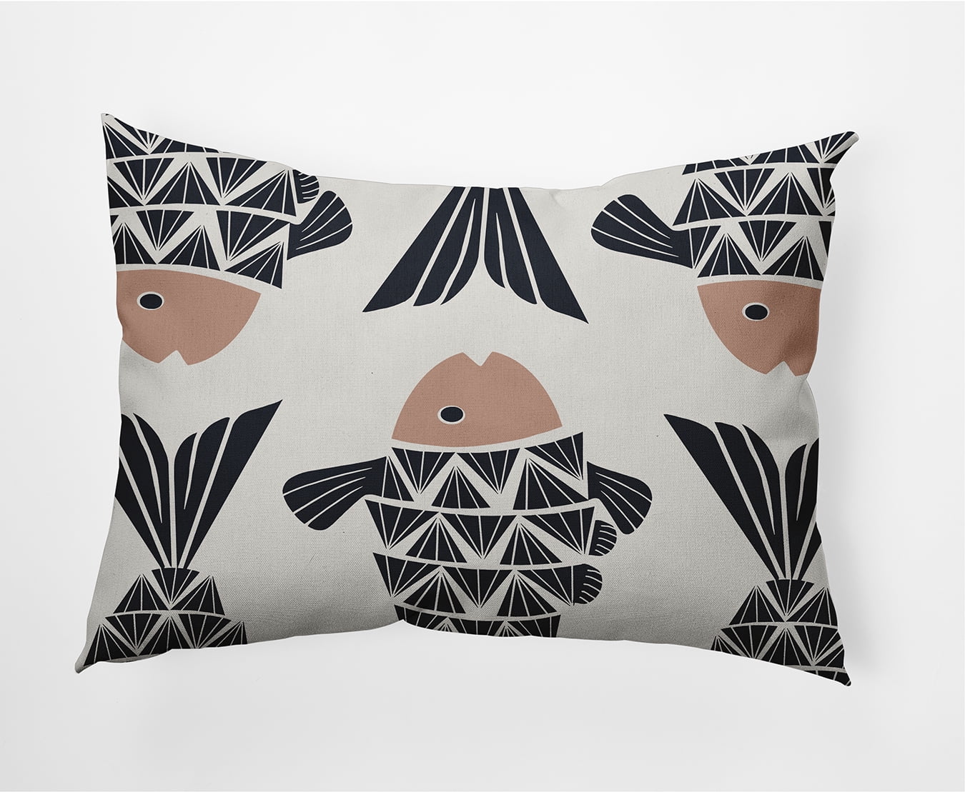 Mauve Coastal Fish Print 14" x 20" Decorative Pillow
