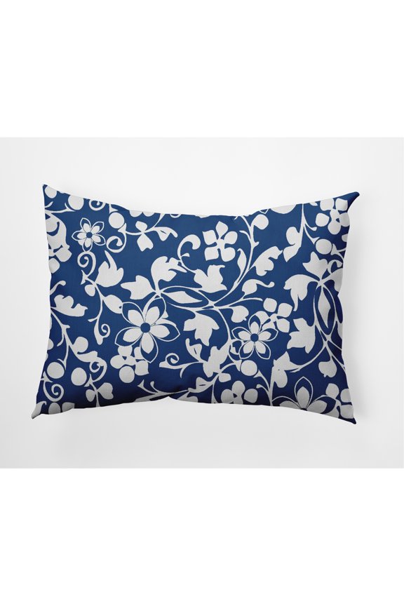 Simply Daisy 14" x 20" Blue Polyester Decorative Lumbar Pillow
