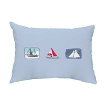 Simply Daisy, 14" x 20" Boat Trio Blue Nautical Decorative Outdoor Pillow