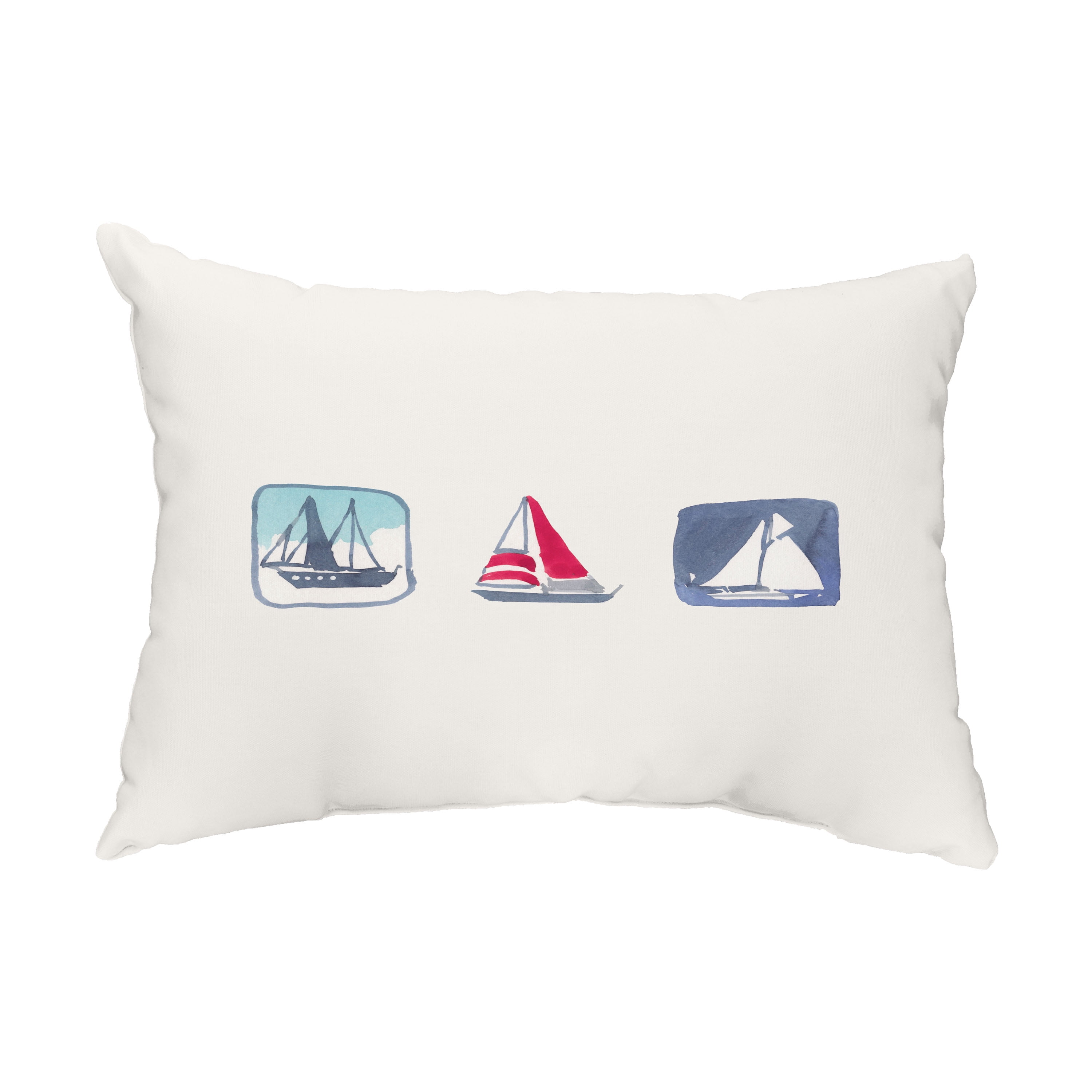Simply Daisy, 14" x 20" Boat Trio Ivory Nautical Decorative Outdoor Pillow