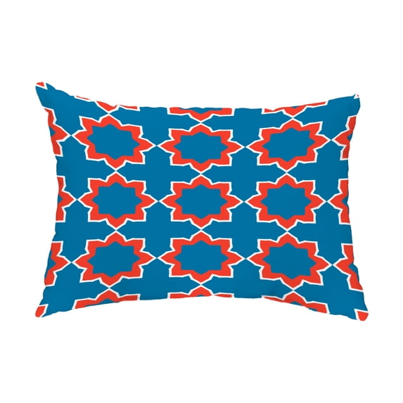 Simply Daisy, 14" x 20" Bohemian 2 Blue Decorative Abstract Outdoor Throw Pillow