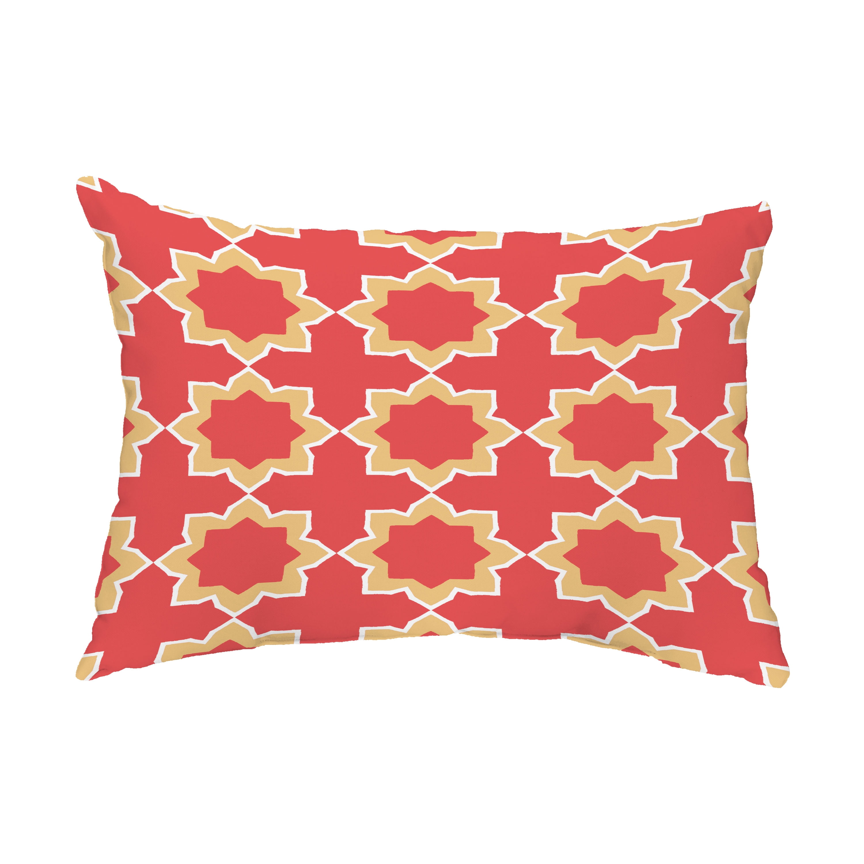 Orange Geometric Bohemian Indoor/Outdoor Reversible Throw Pillow