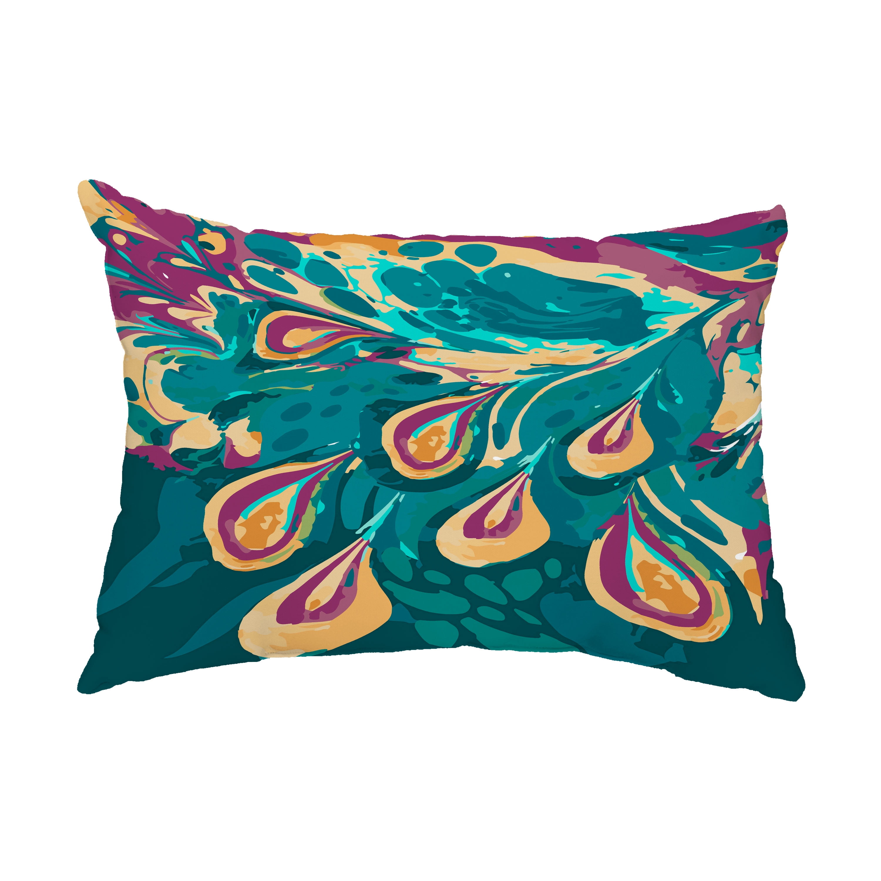 Simply Daisy, 14" x 20" Boho Splash Teal Decorative Abstract Outdoor Throw Pillow