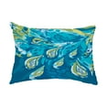 thumbnail image 1 of Simply Daisy, 14" x 20" Boho Splash Turquoise Decorative Abstract Outdoor Throw Pillow, 1 of 1