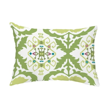 Simply Daisy, 14" x 20" Bombay Medallion Green Decorative Abstract Outdoor Throw Pillow