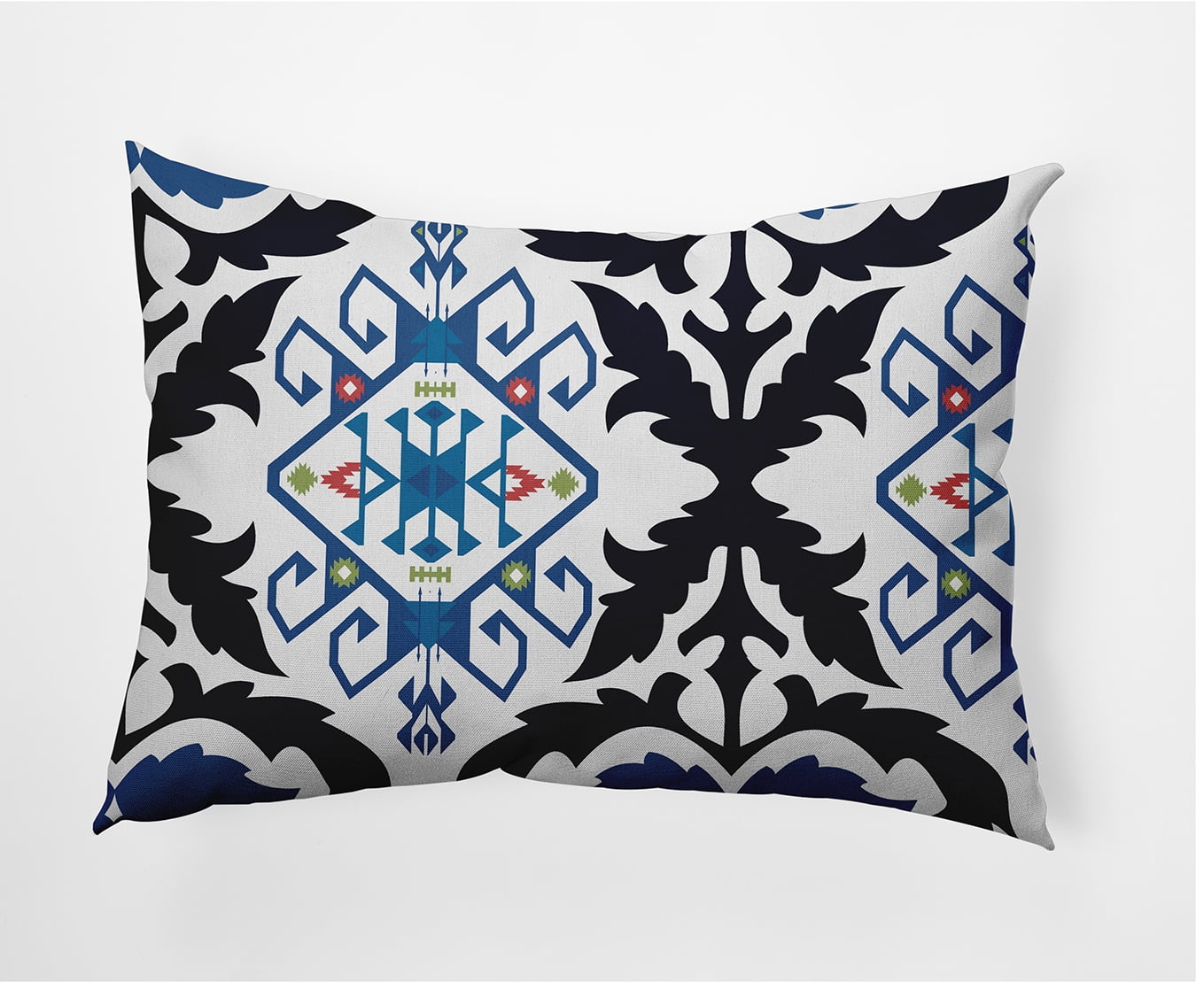 Simply Daisy, 14" x 20" Bombay Medallion Navy Blue Decorative Abstract Outdoor Throw Pillow