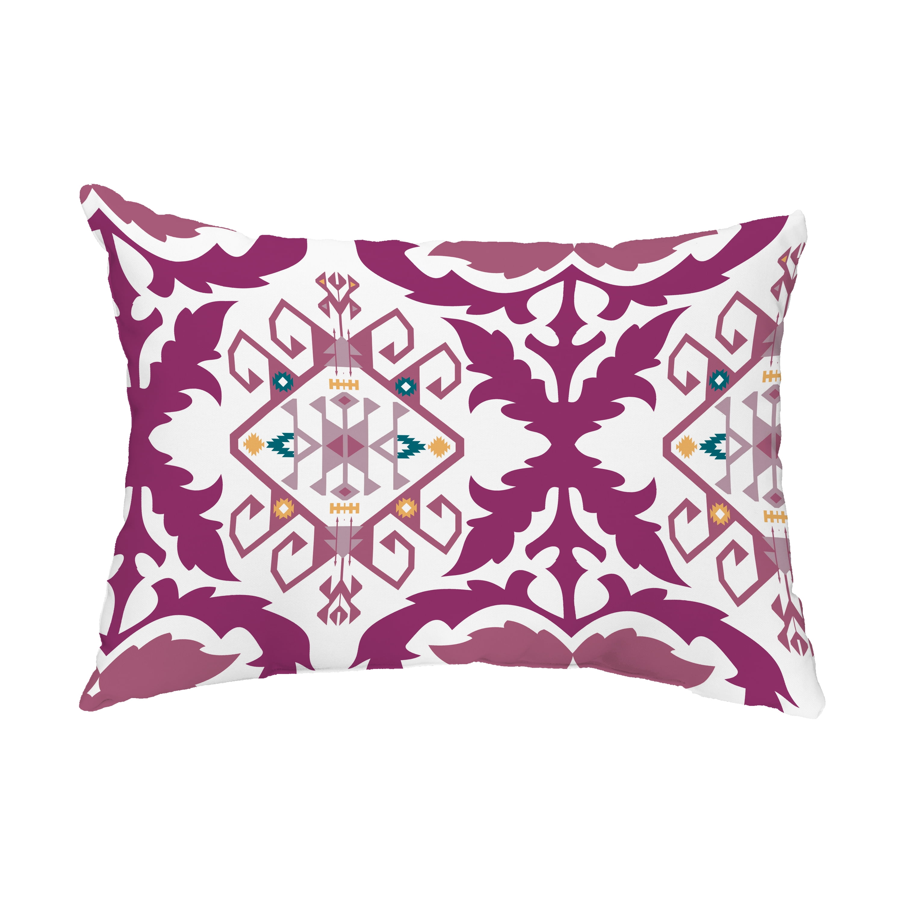 Simply Daisy, 14" x 20" Bombay Medallion Purple Decorative Abstract Outdoor Throw Pillow