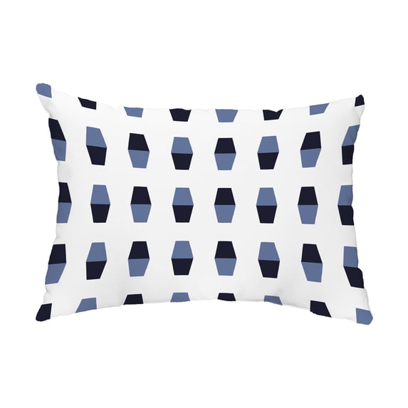 Simply Daisy, 14" x 20" Bowling Pins Navy Blue Abstract Decorative Outdoor Pillow