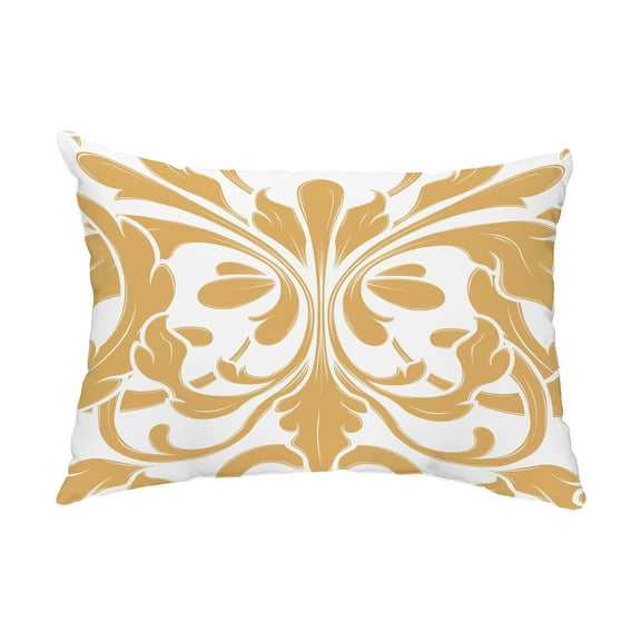 Simply Daisy, 14" x 20" British Colonial Gold Abstract Decorative Outdoor Pillow