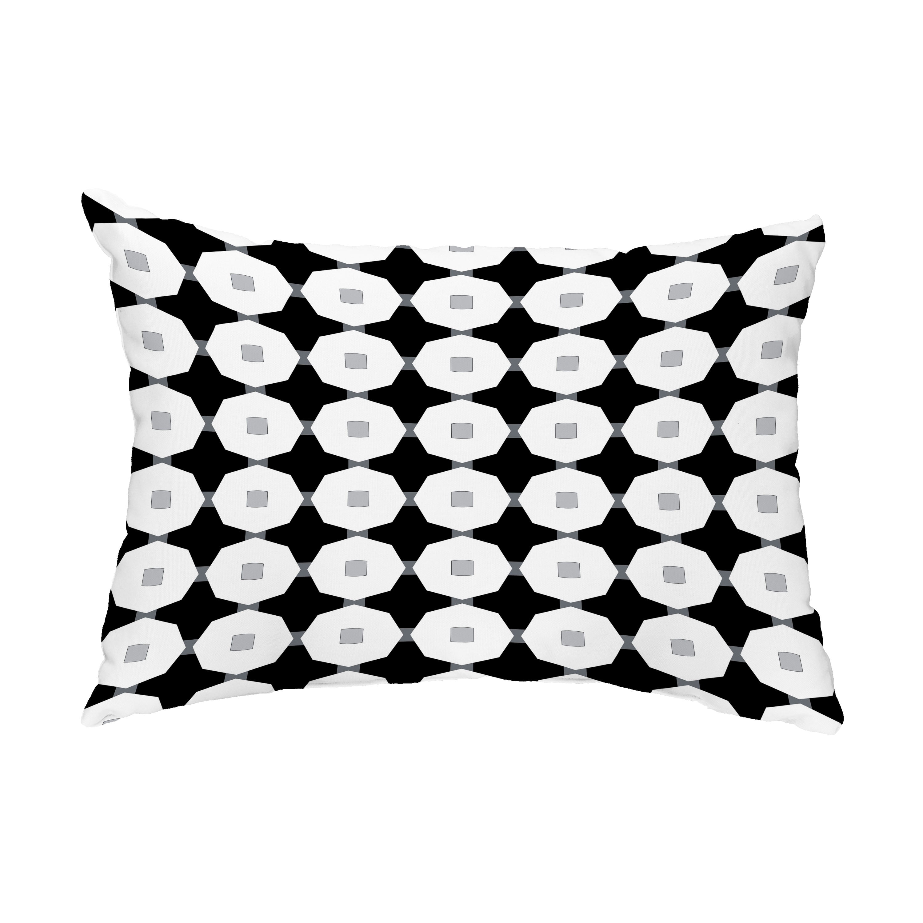 Black and White Abstract 14" x 20" Outdoor Decorative Pillow