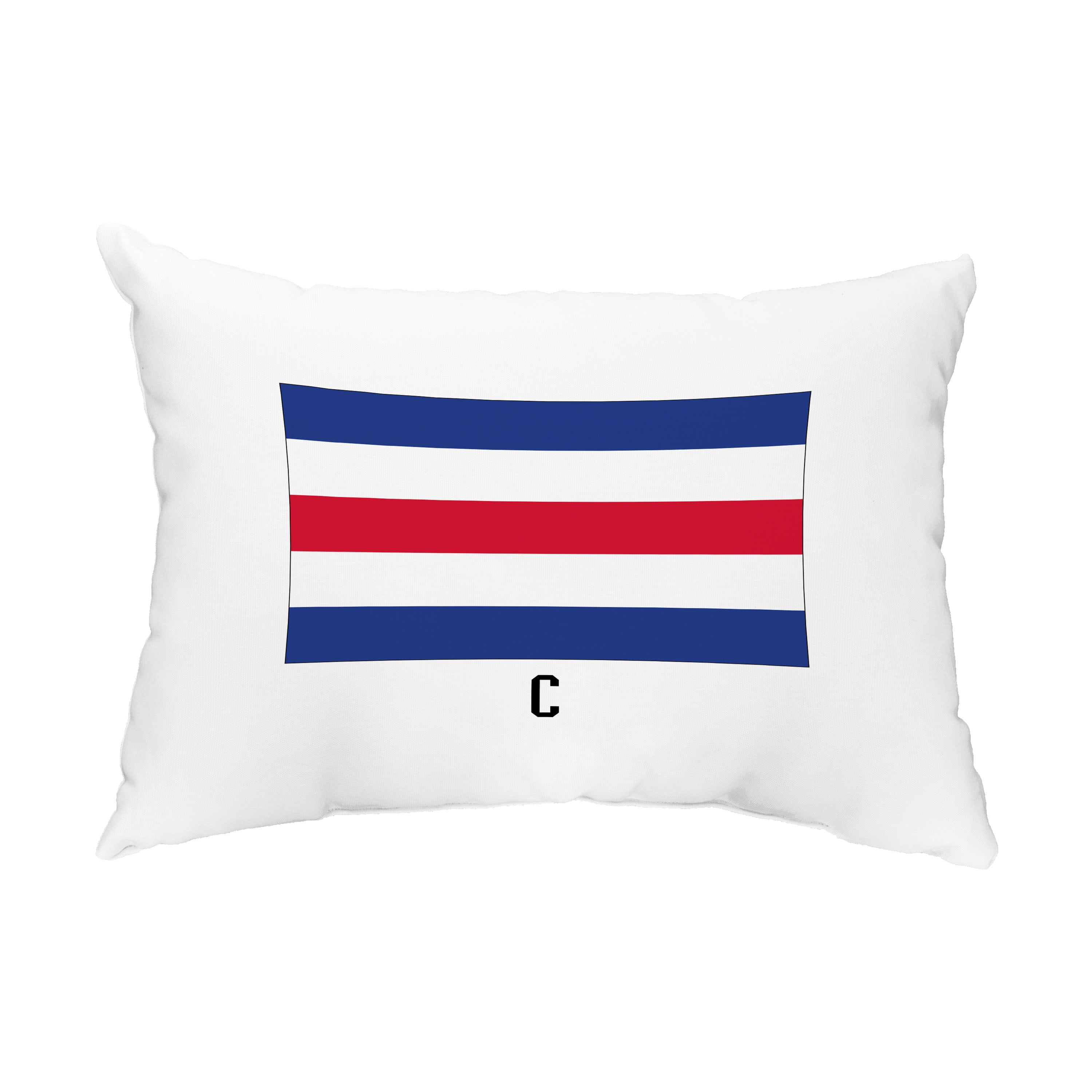 Simply Daisy, 14" x 20" C Letter Simple Outlined Red Nautical Decorative Outdoor Pillow