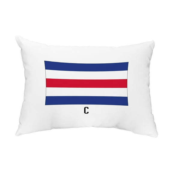 Simply Daisy, 14" x 20" C Letter Simple Outlined Red Nautical Decorative Outdoor Pillow