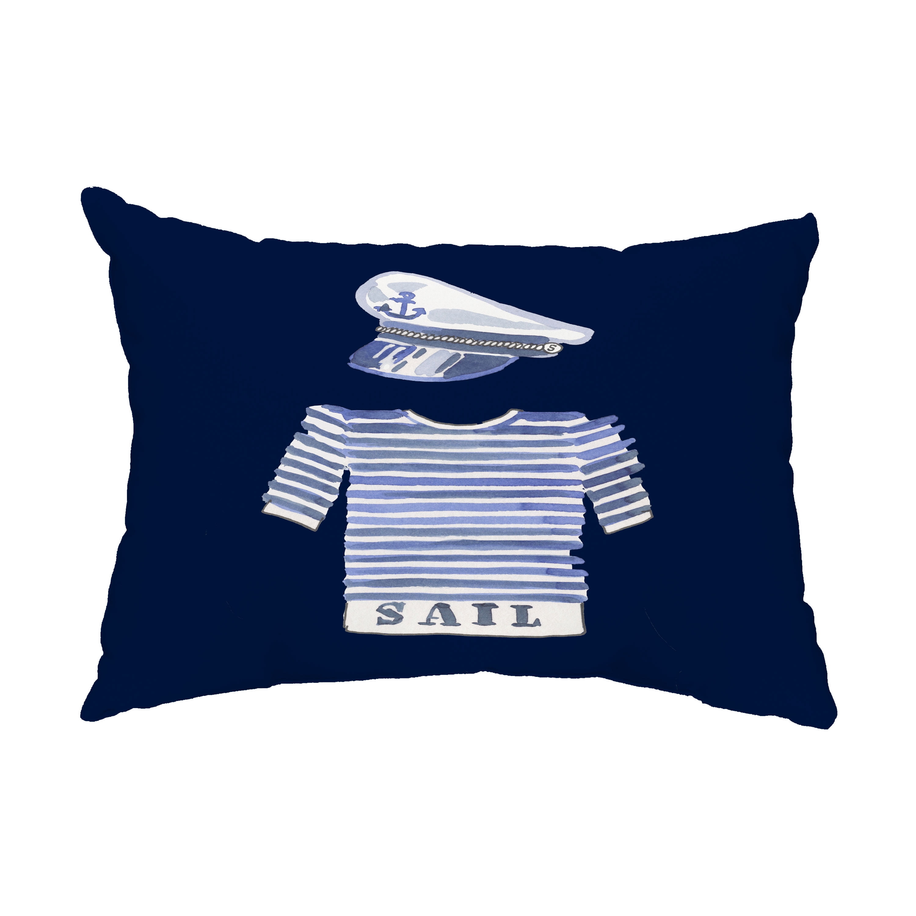Simply Daisy, 14" x 20" Captain Shirt Navy Nautical Decorative Outdoor Pillow