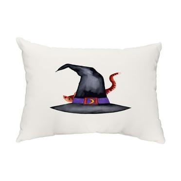 Simply Daisy, 14" x 20" Cat Behind the Hat Cream Halloween Print Decorative Outdoor Throw Pillow