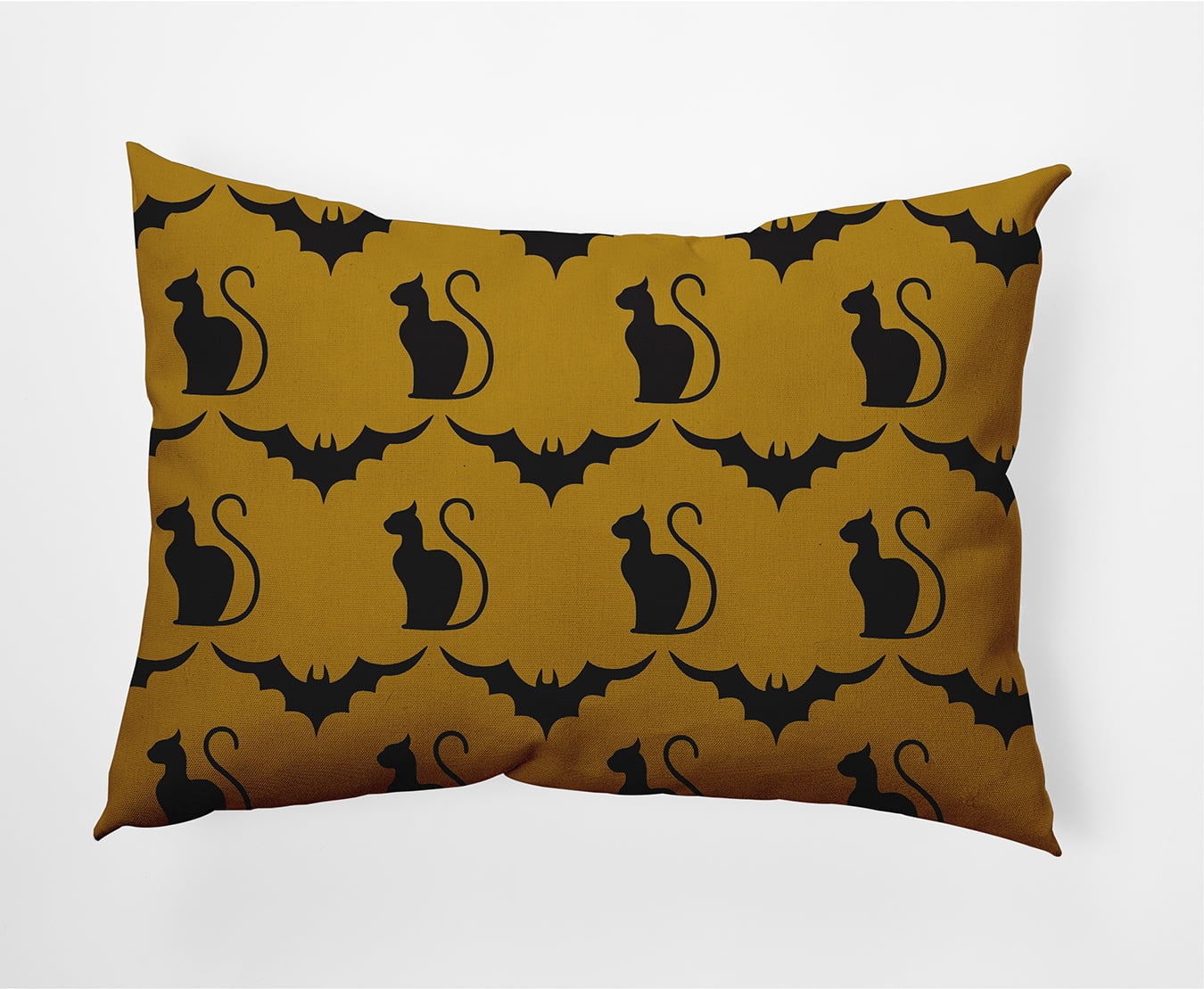 Simply Daisy 14" x 20" Cats and Bats Decorative Throw Pillow, Autumn Gold