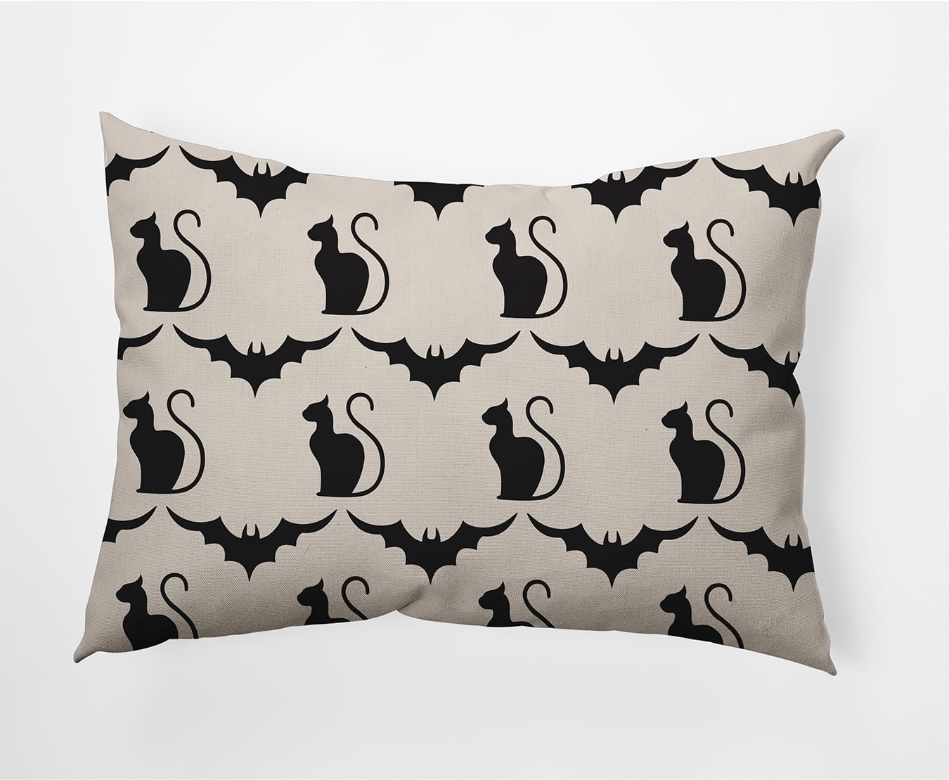 Simply Daisy 14" x 20" Cats and Bats Decorative Throw Pillow, Cream