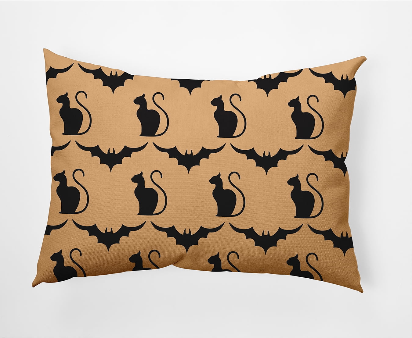 Simply Daisy 14" x 20" Cats and Bats Decorative Throw Pillow, Pale Gold