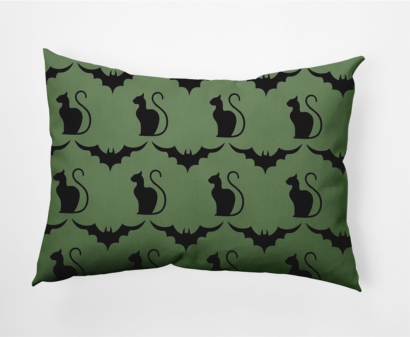 Simply Daisy 14" x 20" Cats and Bats Decorative Throw Pillow, Sage