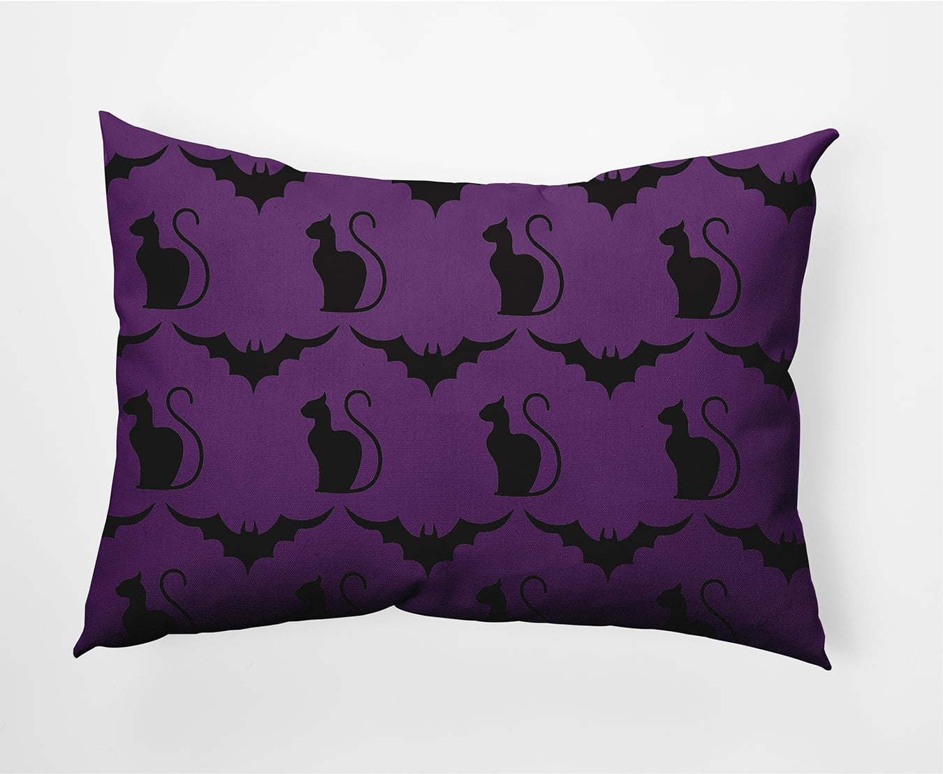 Simply Daisy 14" x 20" Cats and Bats Indoor/Outdoor Polyester Throw Pillow, Amethyst