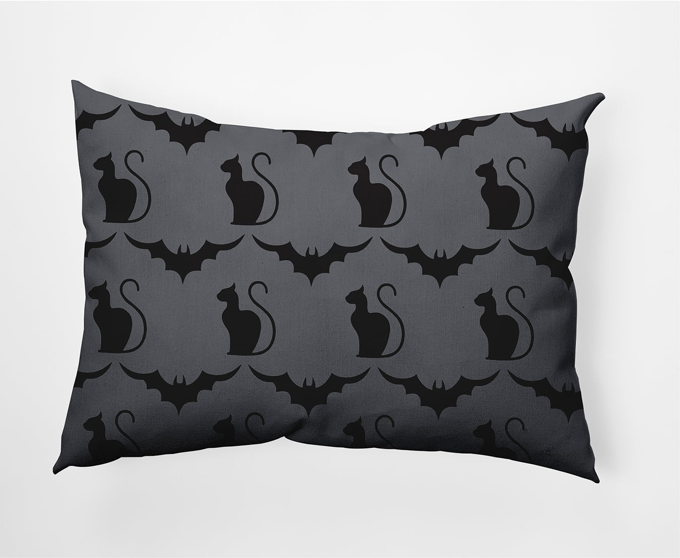 Simply Daisy 14" x 20" Cats and Bats Indoor/Outdoor Polyester Throw Pillow, Steel Gray