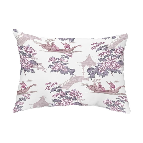 Simply Daisy, 14" x 20" China Old Purple Floral Decorative Outdoor Pillow