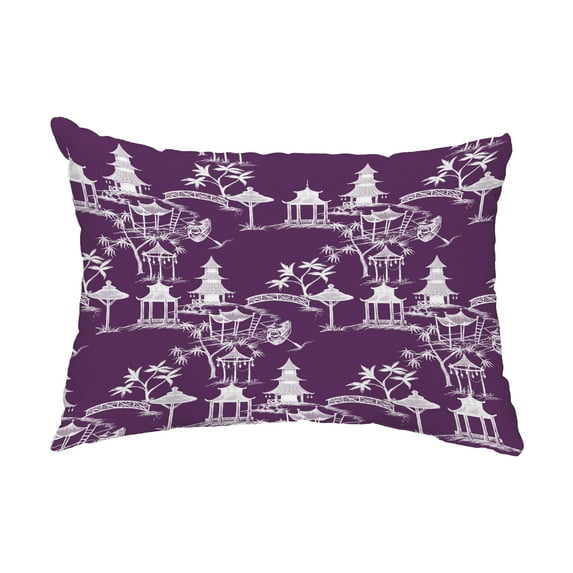 Simply Daisy, 14" x 20" Chinapezka Purple Floral Decorative Outdoor Pillow
