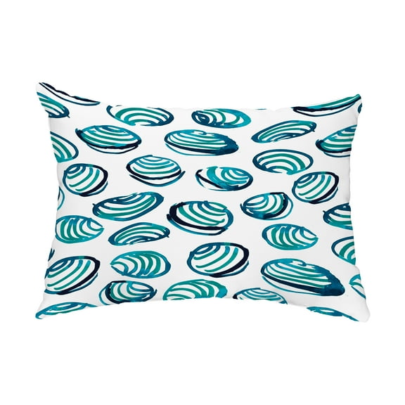 Simply Daisy, 14" x 20" Clams Teal Decorative Coastal Outdoor Throw Pillow