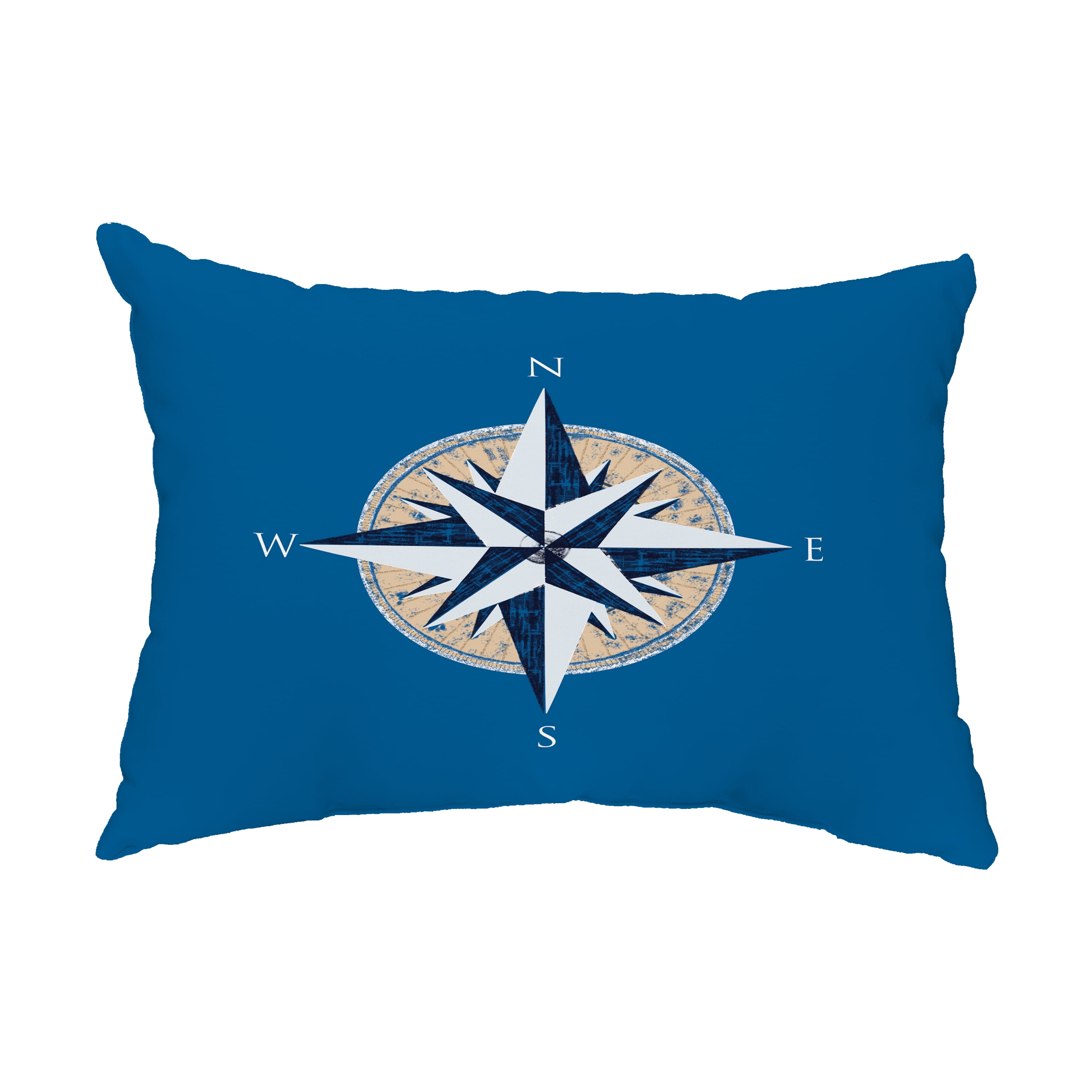 Simply Daisy, 14" x 20" Compass Blue Decorative Nautical Outdoor Pillow
