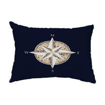 Simply Daisy, 14" x 20" Compass Navy Blue Decorative Nautical Outdoor Pillow