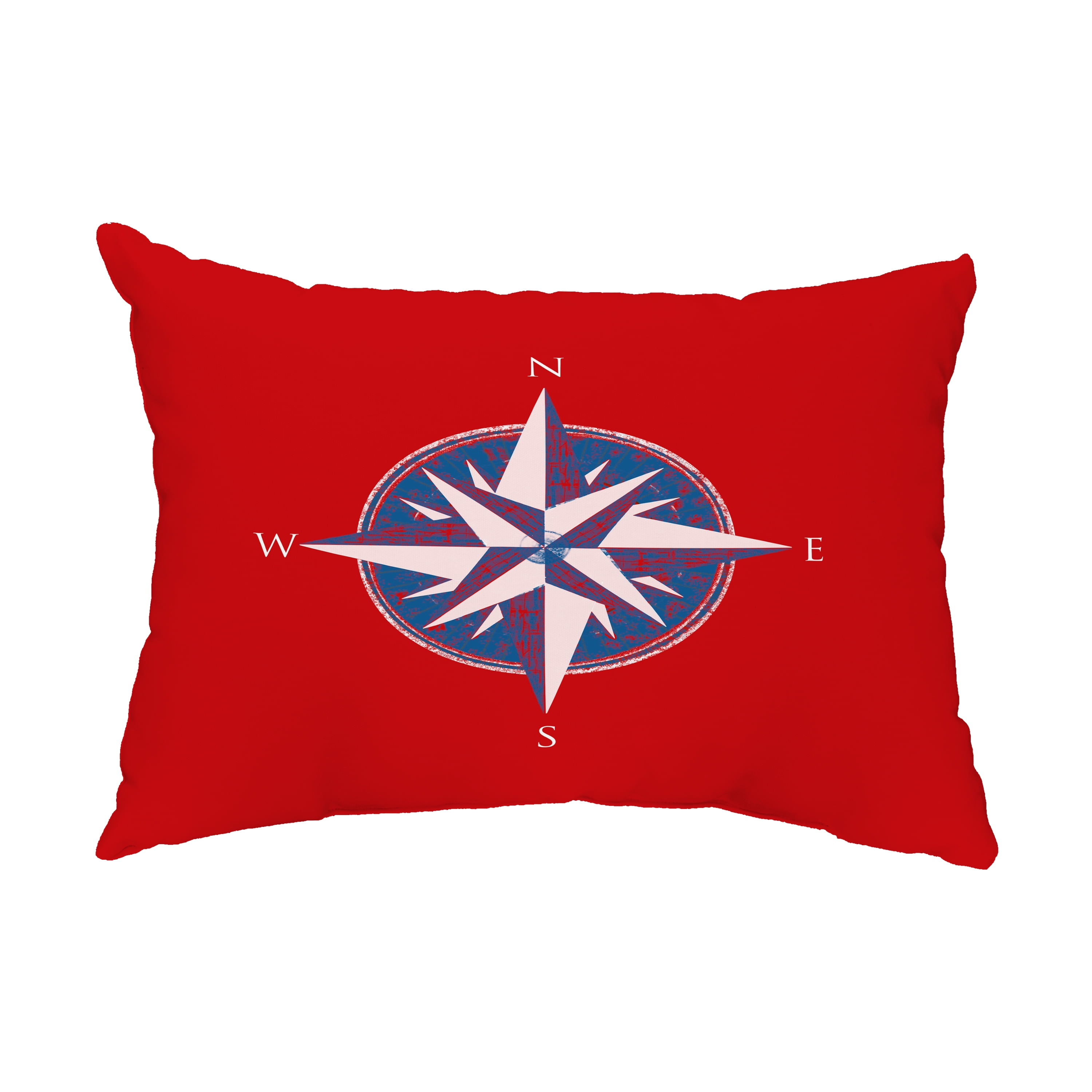 Simply Daisy, 14" x 20" Compass Red Decorative Nautical Outdoor Pillow