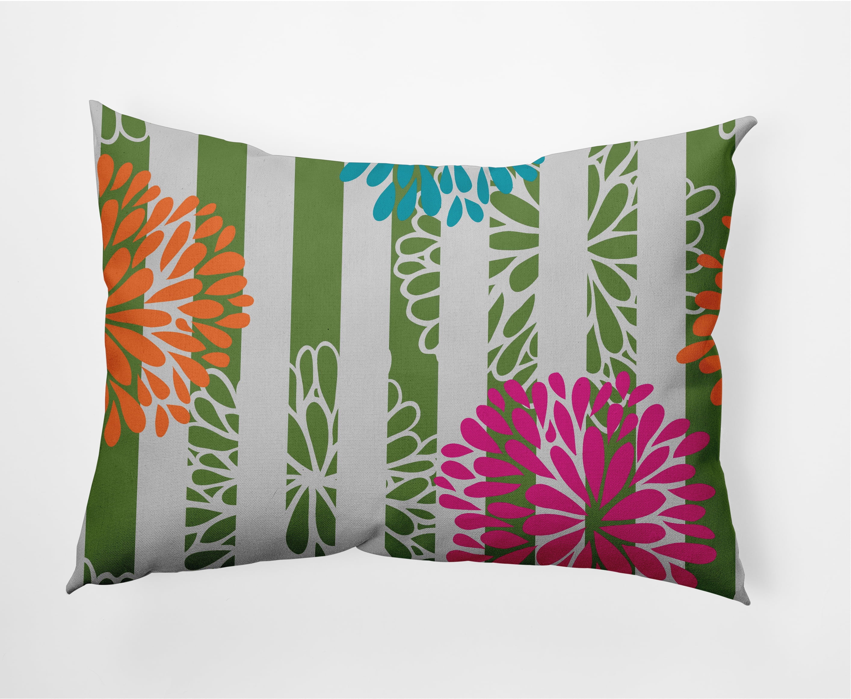 Simply Daisy 14" x 20" Contemporary Green Polyester Decorative Lumbar Pillow