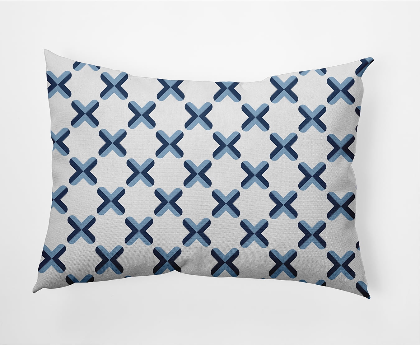 Simply Daisy, 14" x 20" Criss Cross Print Blue Abstract Decorative Outdoor Pillow