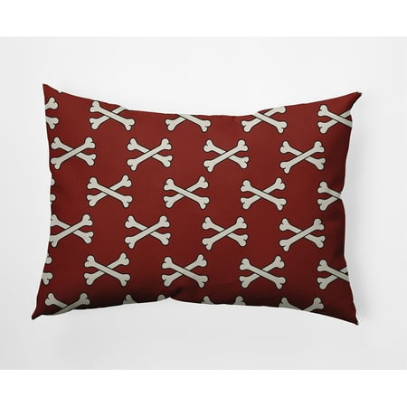 Simply Daisy 14" x 20" Cross Bones Indoor/Outdoor Polyester Throw Pillow, Maple Red