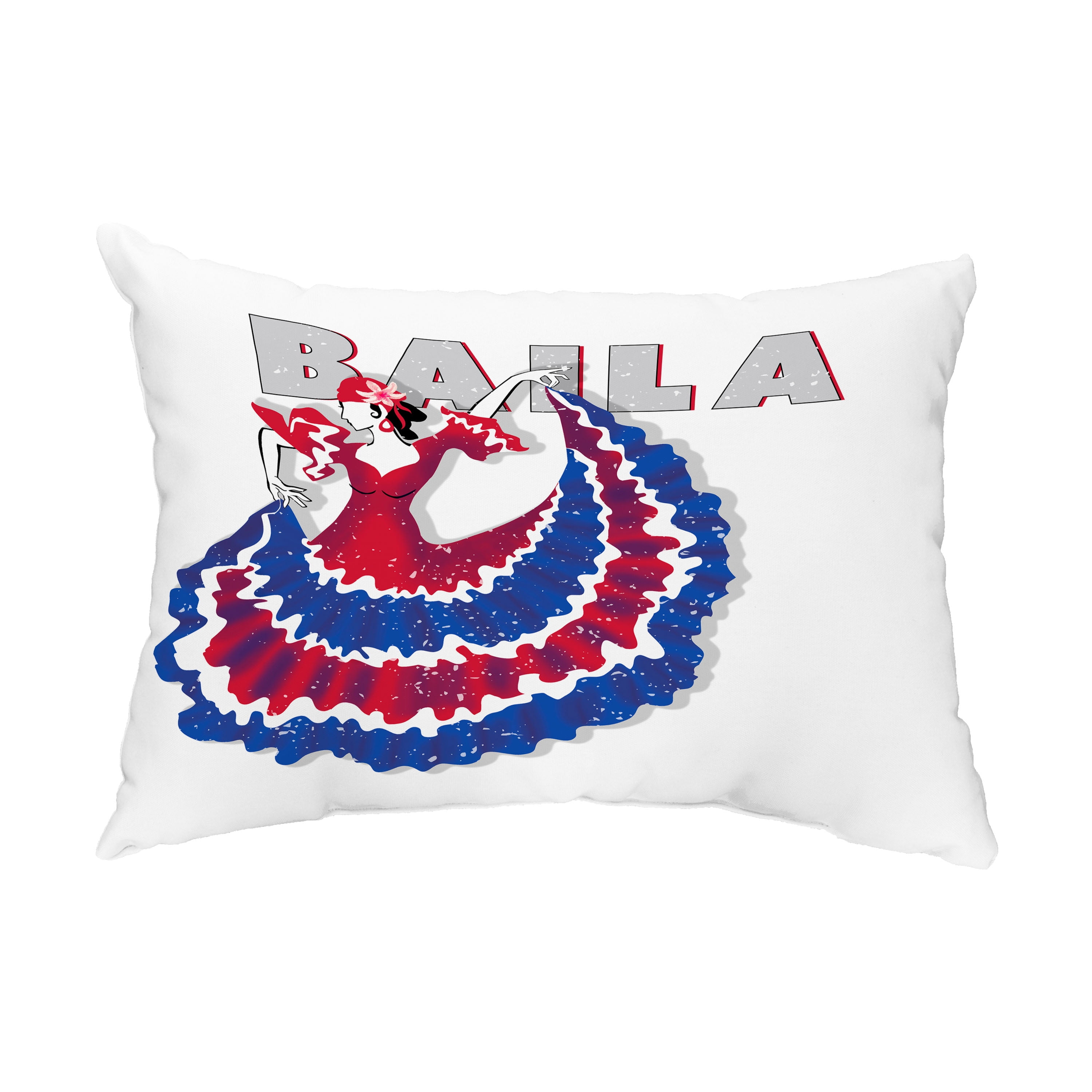 Simply Daisy, 14" x 20" Cuban Dancer Baila Royal Blue Decorative Word Outdoor Pillow