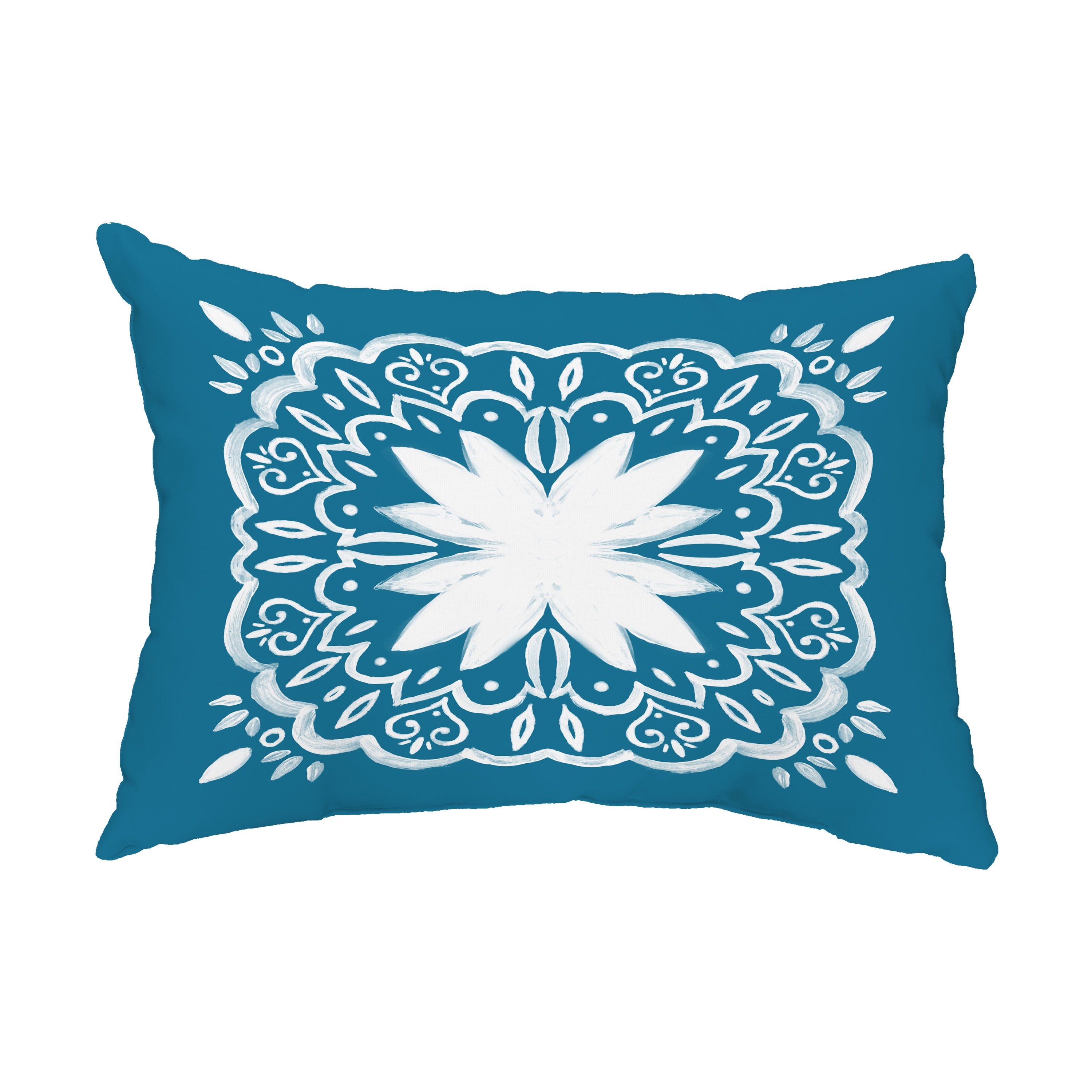 Simply Daisy, 14" x 20" Cuban Tile 1 Teal Abstract Decorative Outdoor Pillow