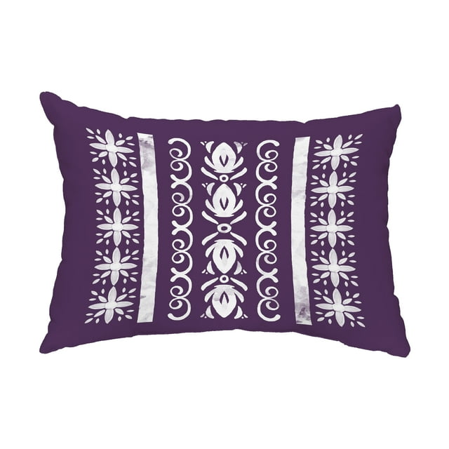 Simply Daisy, 14" x 20" Cuban Tile 2 Purple Abstract Decorative Outdoor Pillow