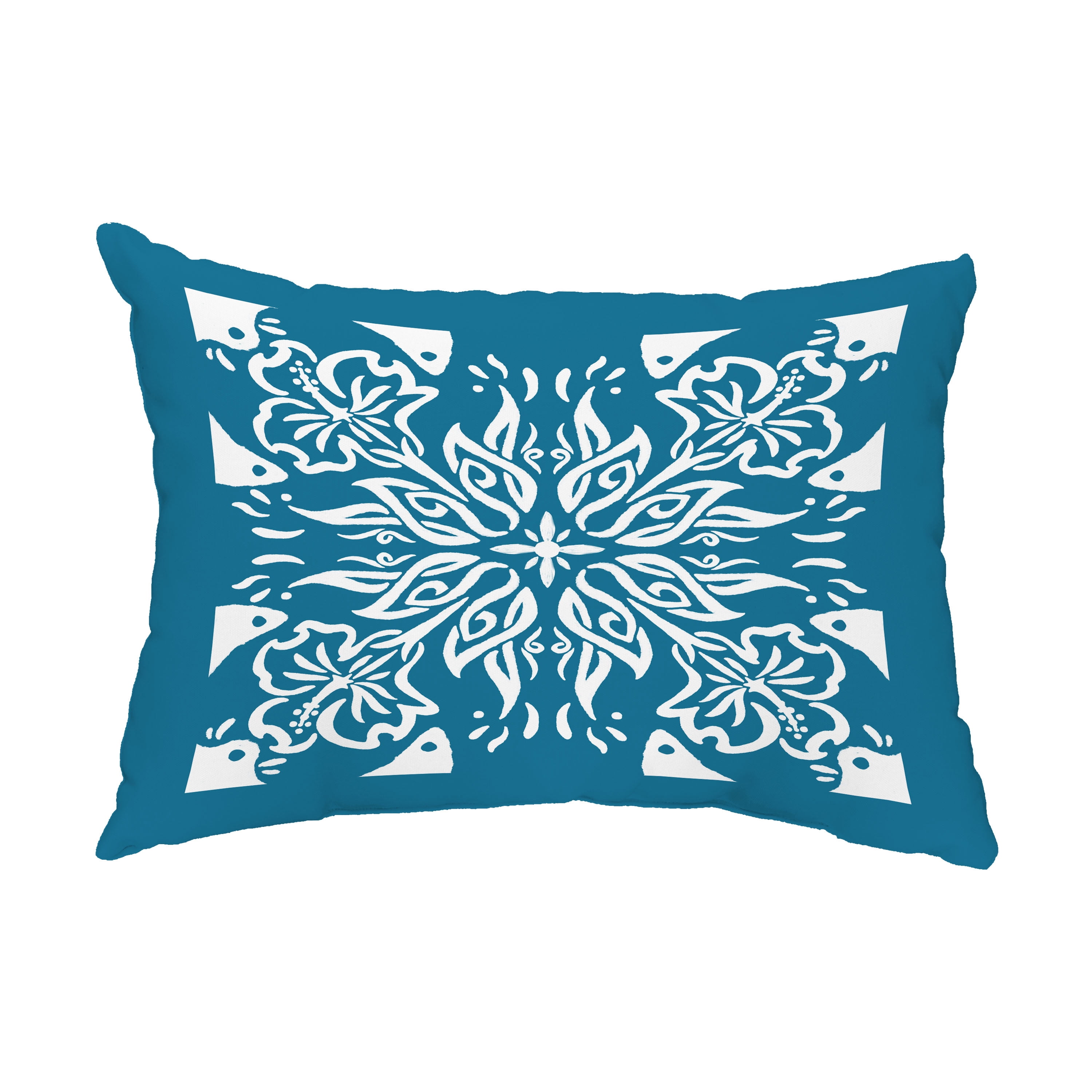 Simply Daisy, 14" x 20" Cuban Tile 3 Teal Abstract Decorative Outdoor Pillow