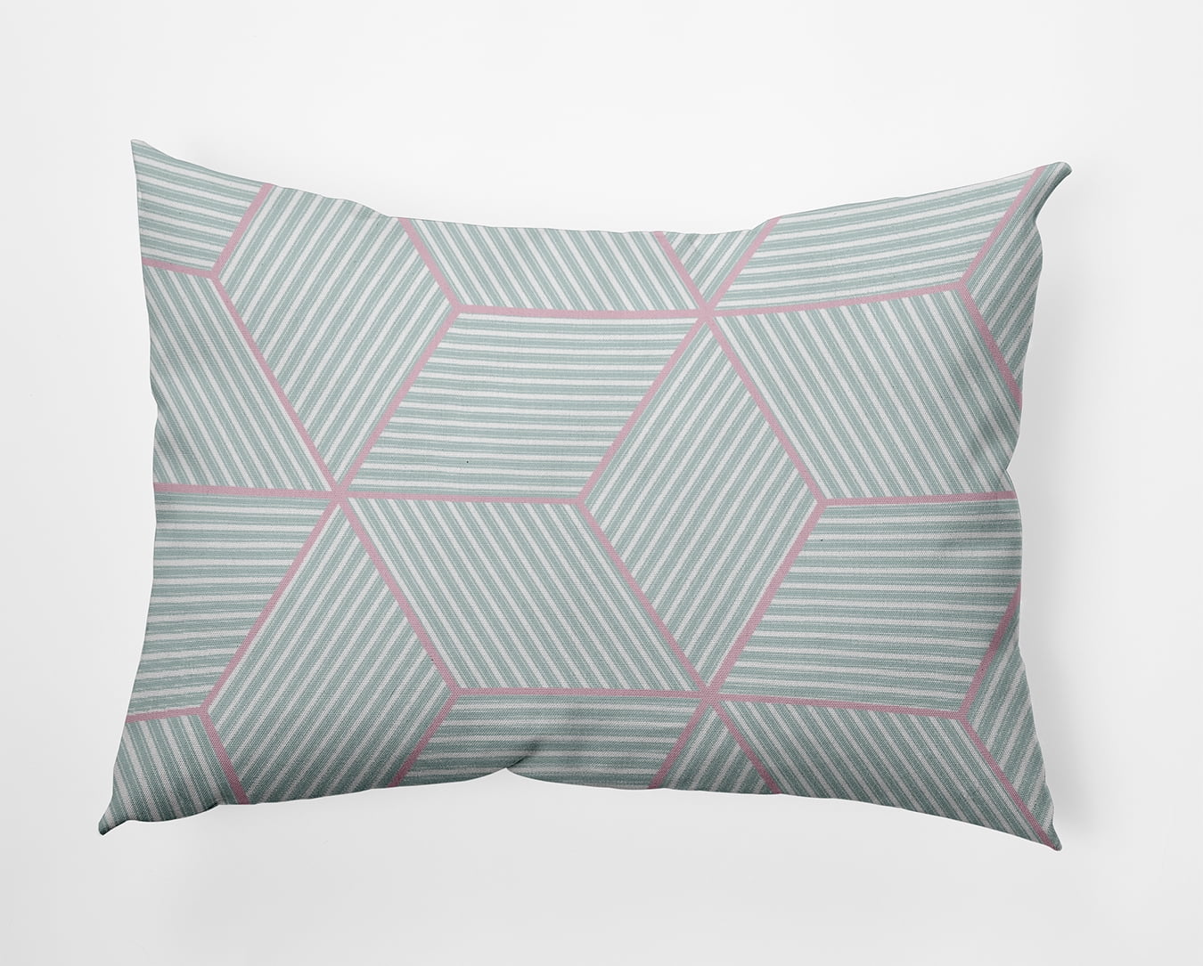 Simply Daisy 14" x 20" Cube Stack Indoor/Outdoor Throw Pillow, Aqua (1 count)