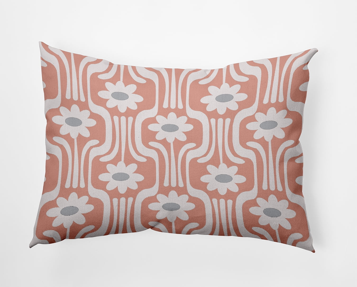 Simply Daisy 14" x 20" Daisys and Squiggles Decorative Throw Pillow, Soft Coral (1 count)