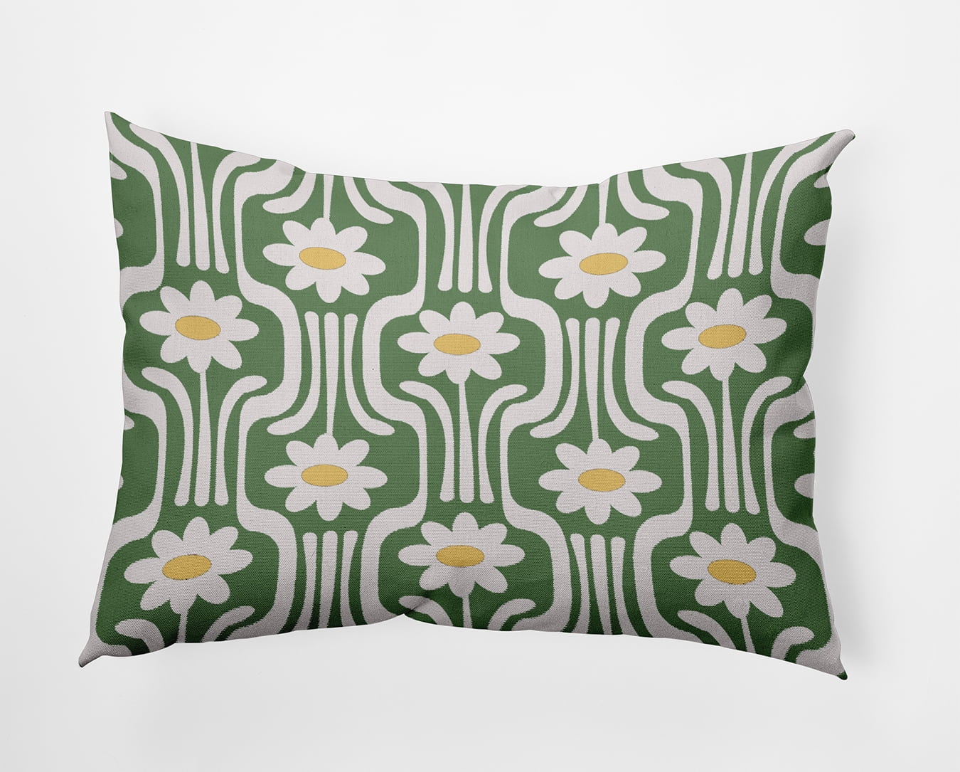 Simply Daisy 14" x 20" Daisys and Squiggles Indoor/Outdoor Throw Pillow, Edamame (1 count)