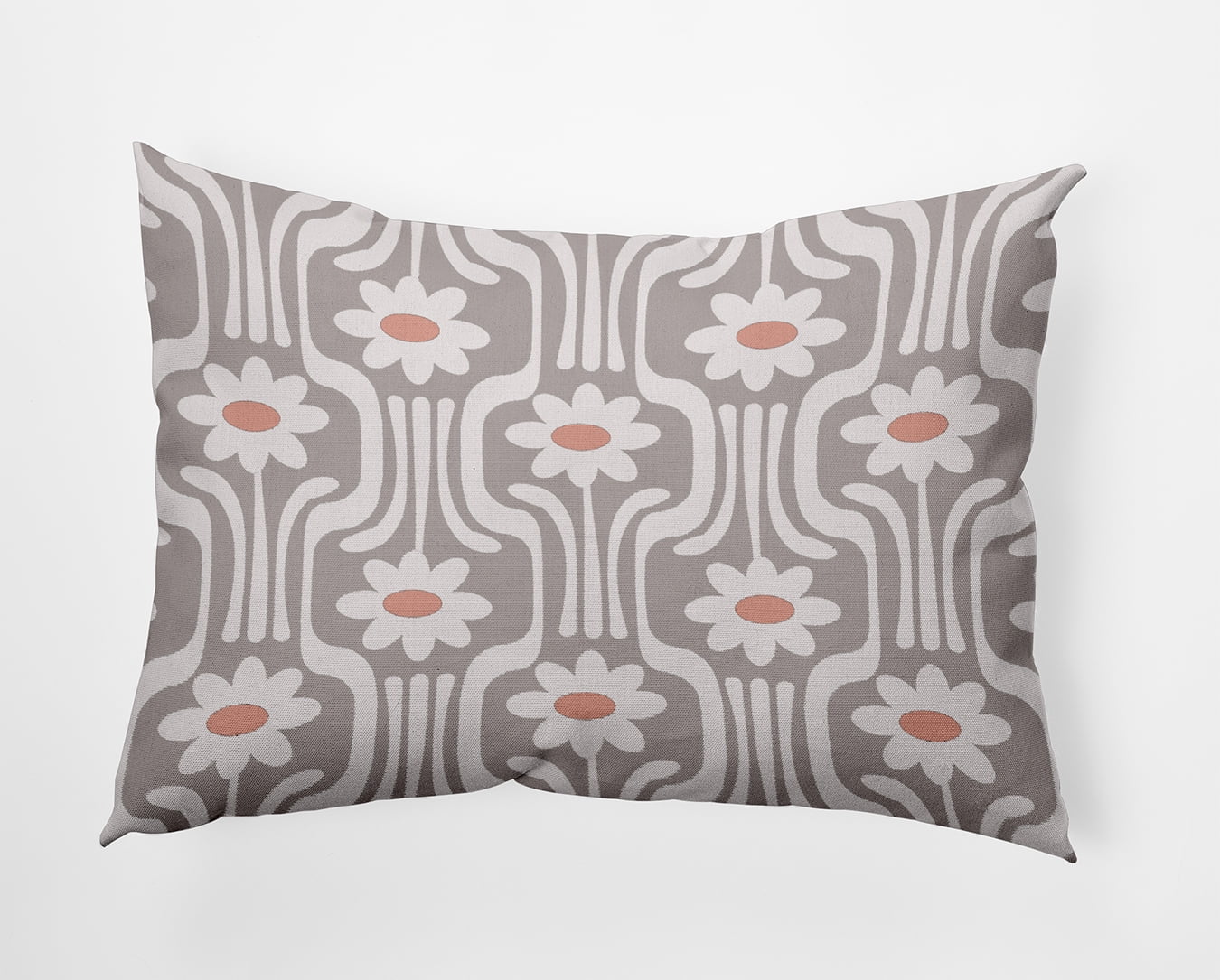 Simply Daisy 14" x 20" Daisys and Squiggles Indoor/Outdoor Throw Pillow, Greige (1 count)